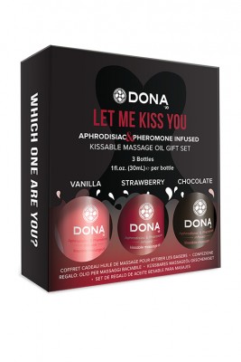 Подарочный набор вкусовых массажных масел с феромонами «DONA by JO» 3х30 мл. 