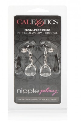 Зажимы на соски Nipple Play Non-Piercing Nipple Jewelry - Crystal Зажимы на соски Nipple Play Non-Piercing Nipple Jewelry - Crystal с украшением в виде подвески с кри...