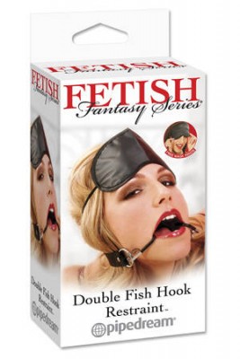 Расширитель для рта Double Fish Hook Restraint Набор Double Fish Hook Restraint из коллекции Fetish Fantasy выполнен в черном цвете. Повязка на рем...