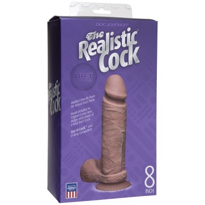 Фаллоимитатор реалистик на присоске 8” коричневый Realistic Cock Vac-U-Lock 